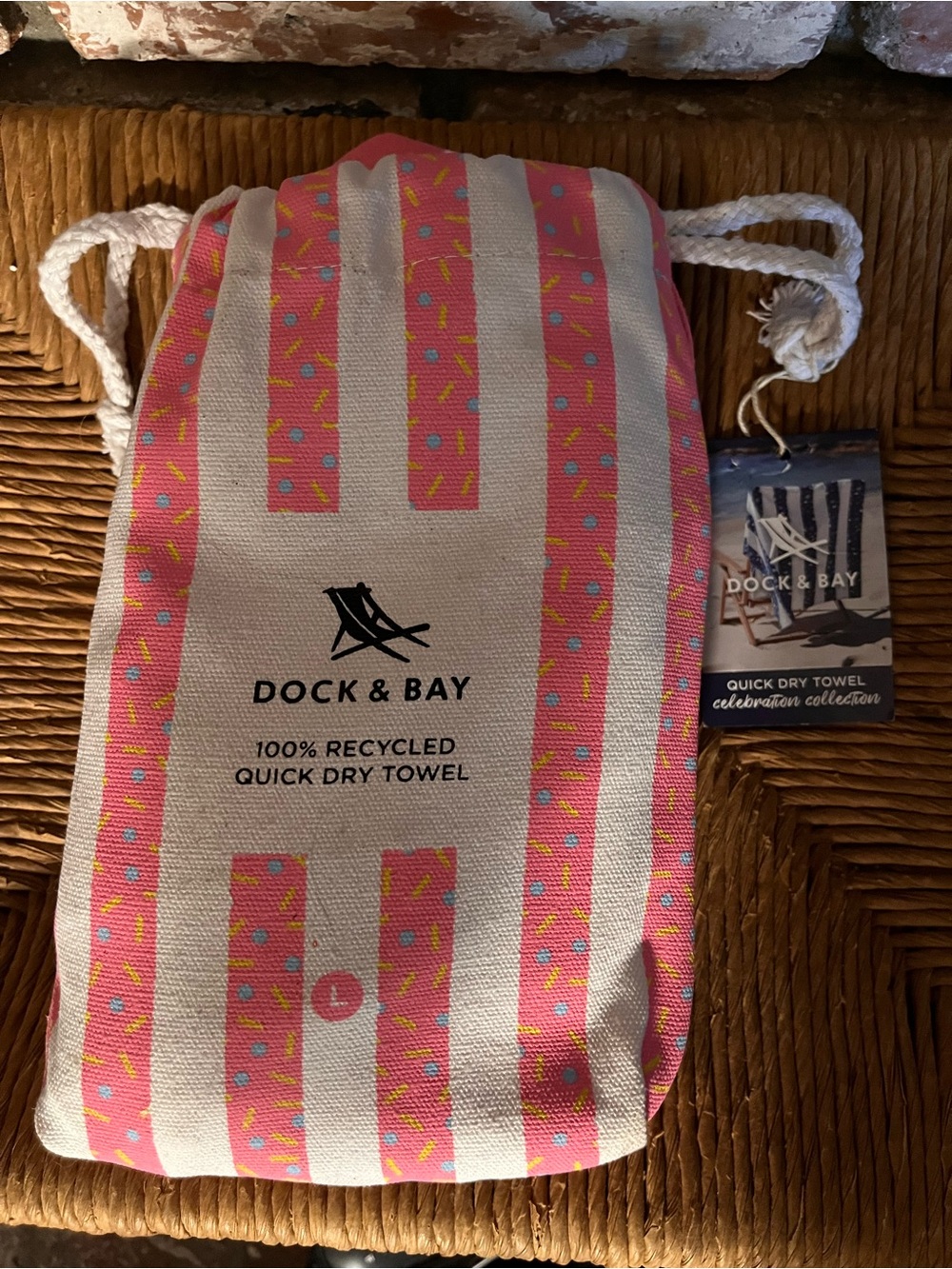 Dock & Bay Pink Stripe Quick Dry Beach Towel